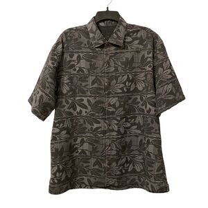 Tommy Bahama Gray Floral Casual Button Down Shirt